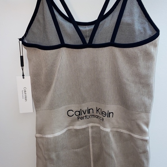 Calvin Klein Performance thick rib scoop neck sleeveless strappy unitard, M, NWT - Picture 7 of 11